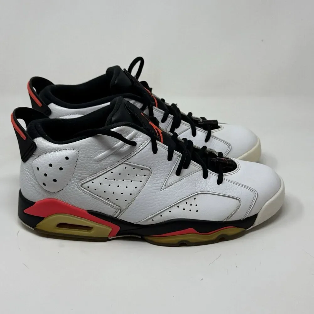 Nike Air Jordan 6 Retro Low Sneakers Shoes Mens 10.5 White Infrared Black 304401